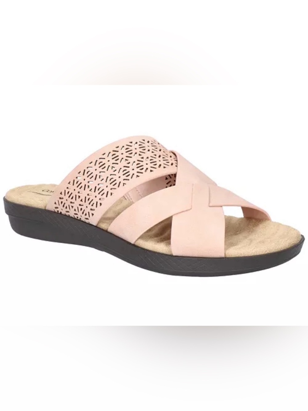 Comfort Wave by easy street Blush Pink Laser-Cut Slide Sandals 7W NEW